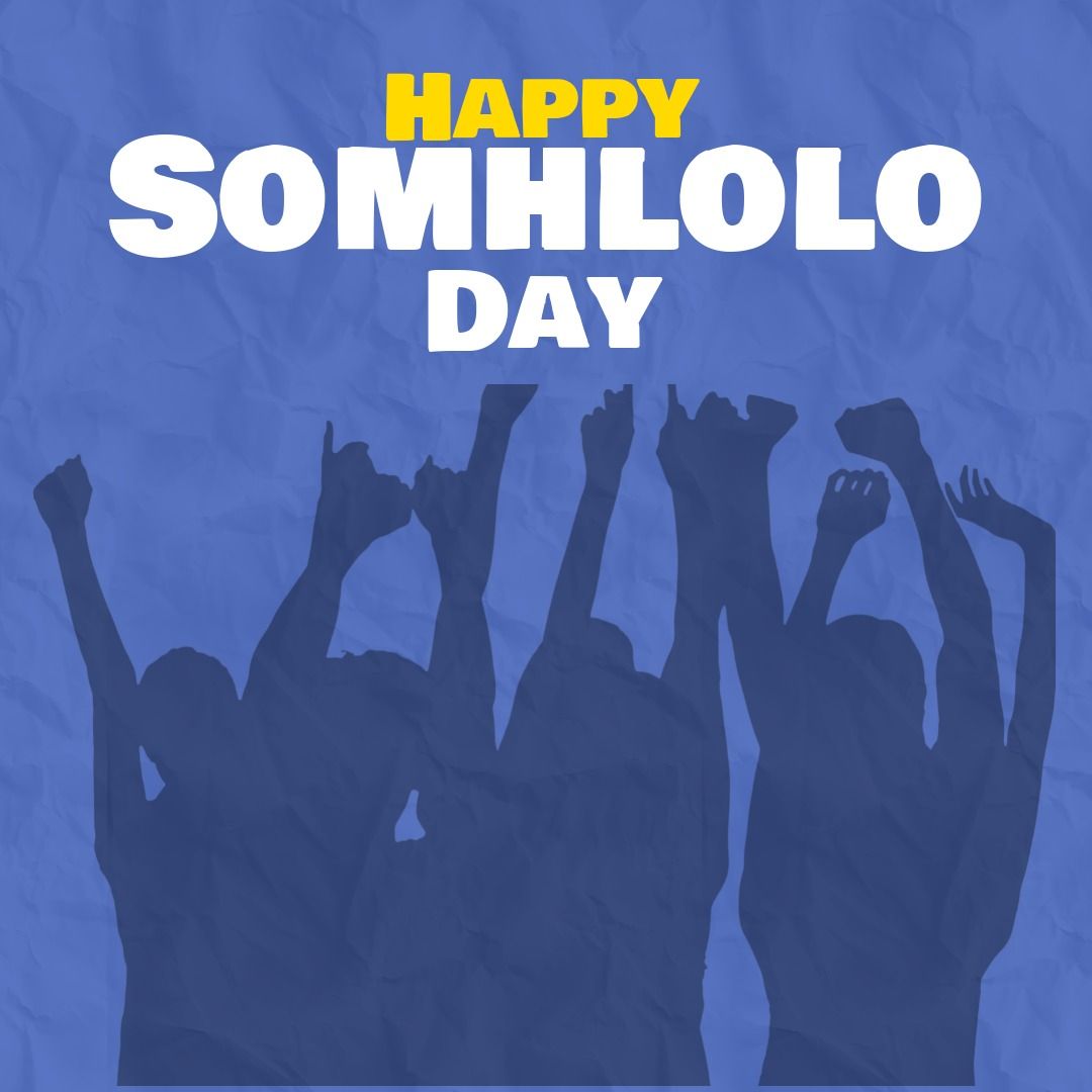 Illustration of silhouette people with arms raised and happy somhlolo day text on blue background - Download Free Stock Templates Pikwizard.com
