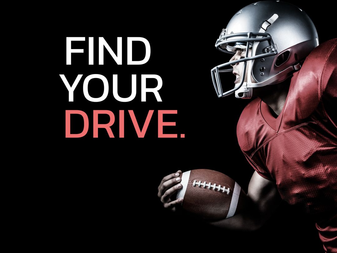 Motivational Football Player Showcasing Determination and Focus