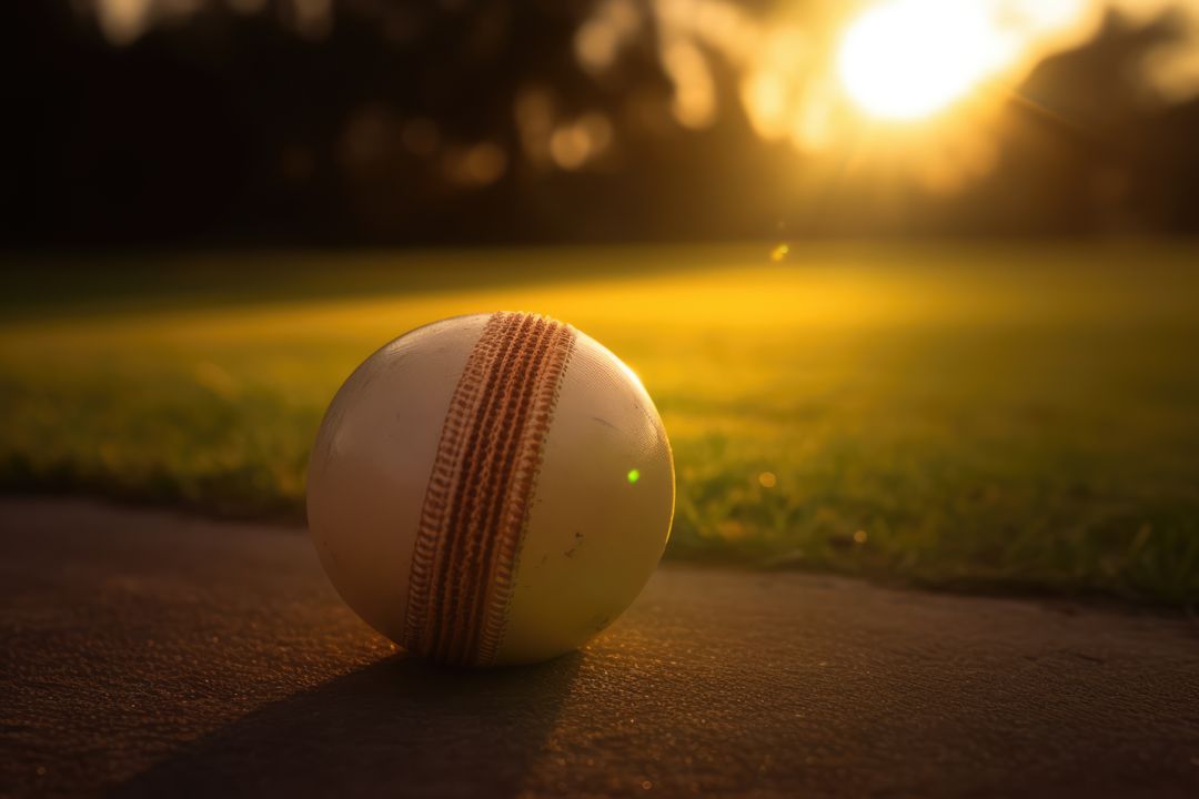 Close up of cricket ball on cricket field, created using generative ai technology - Free Images, Stock Photos and Pictures on Pikwizard.com