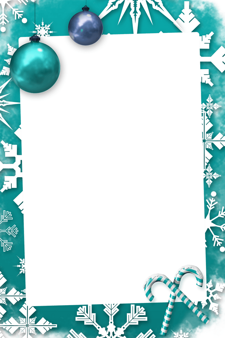 Christmas Card Frame on Transparent Background with Snowflakes
