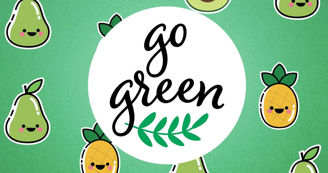 Go Green Theme with Kawaii Pears and Pineapples