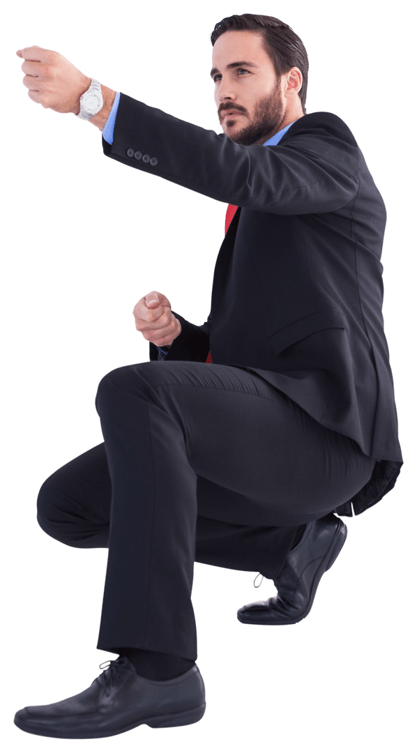 Transparent Businessman Pulling Something With Determination