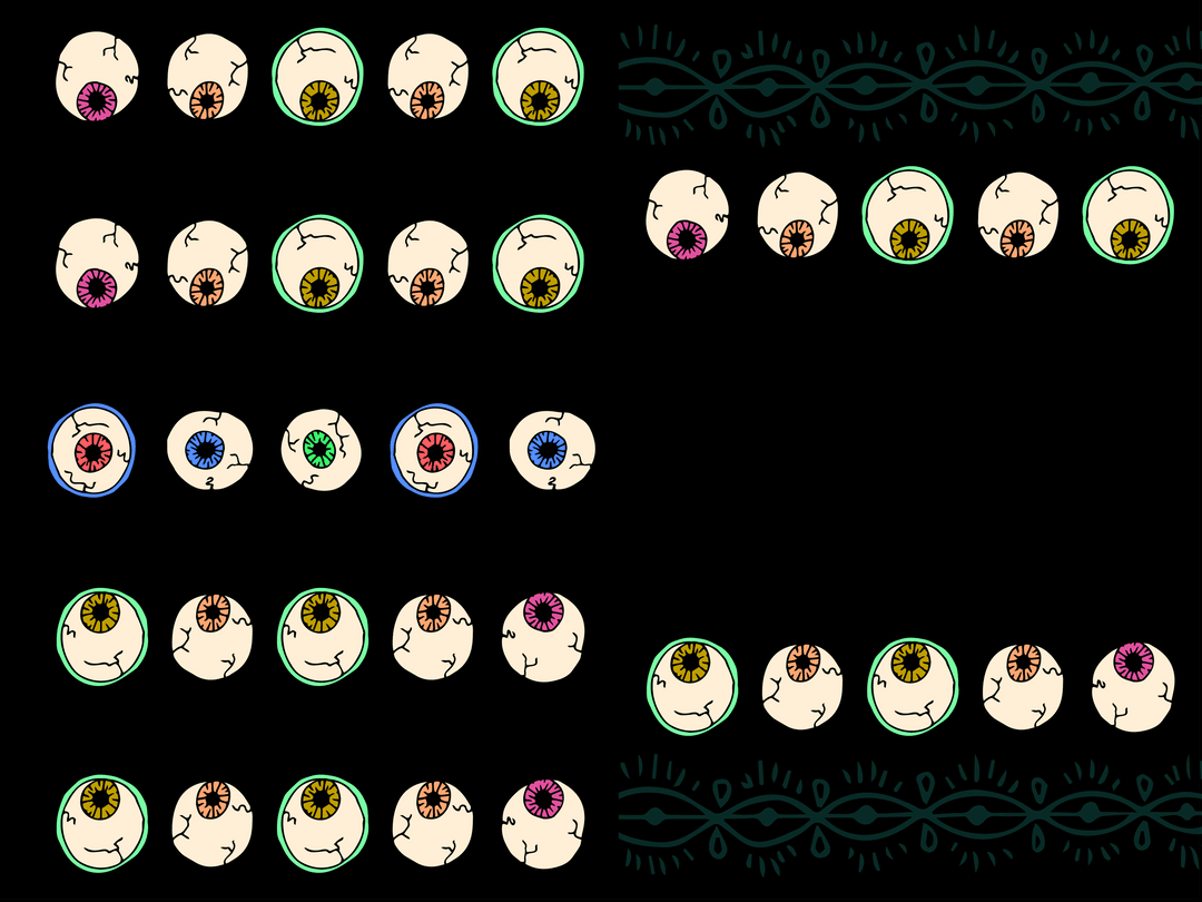 Transparent Design Featuring Colorful Eyes and Abstract Shapes