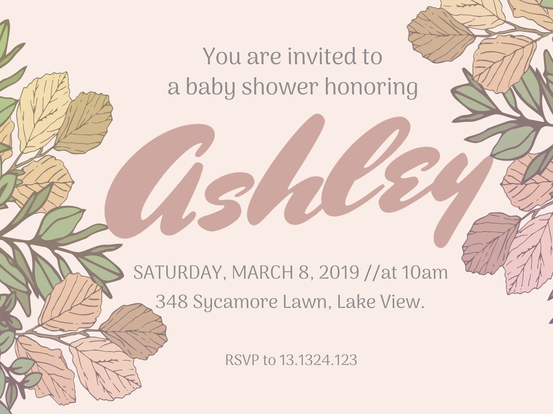 Baby Shower Invitation with Floral Elements in Soft Colors