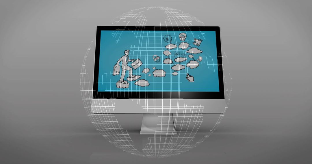 Digital Connectivity and Innovation Concept with Businessman and Cloud Icons