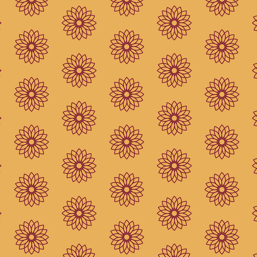 Red Flower Pattern on Orange Transparent Background