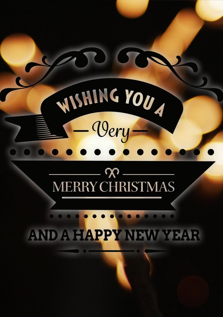 Festive Greetings with Glowing Christmas Lights Background