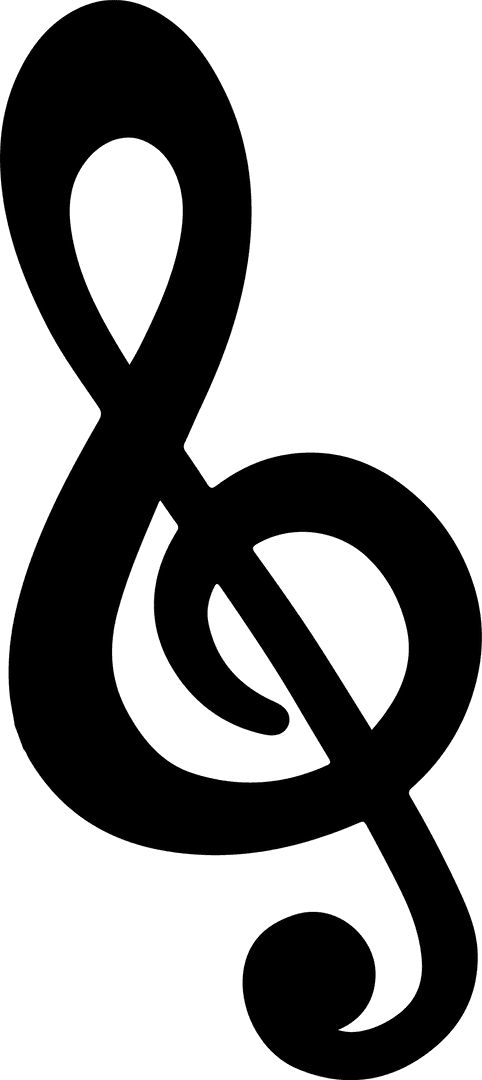 Black Treble Clef on Transparent Background minimal Vector Art