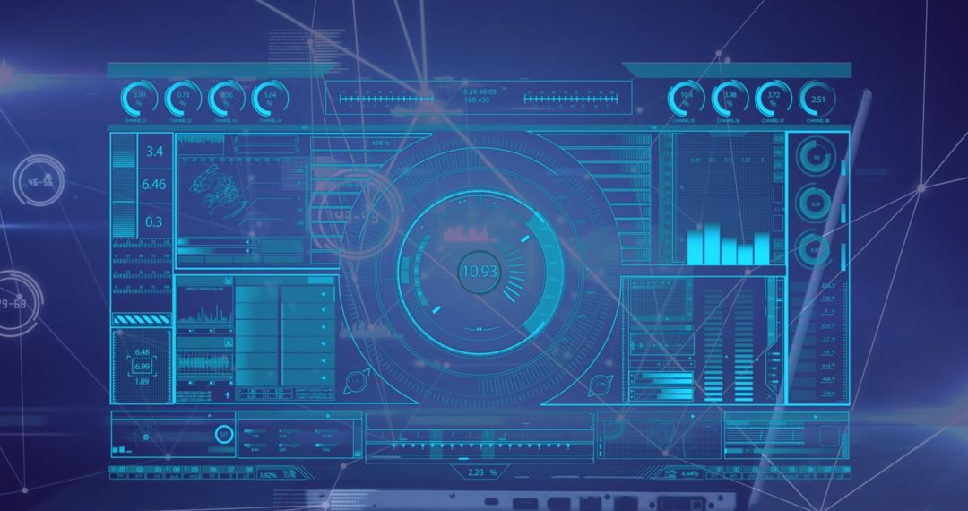 Futuristic HUD Interface with Abstract Network Connections