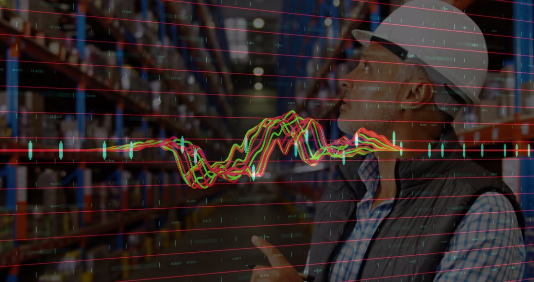 Warehouse Inventory Data with Overlaid Financial Graphs