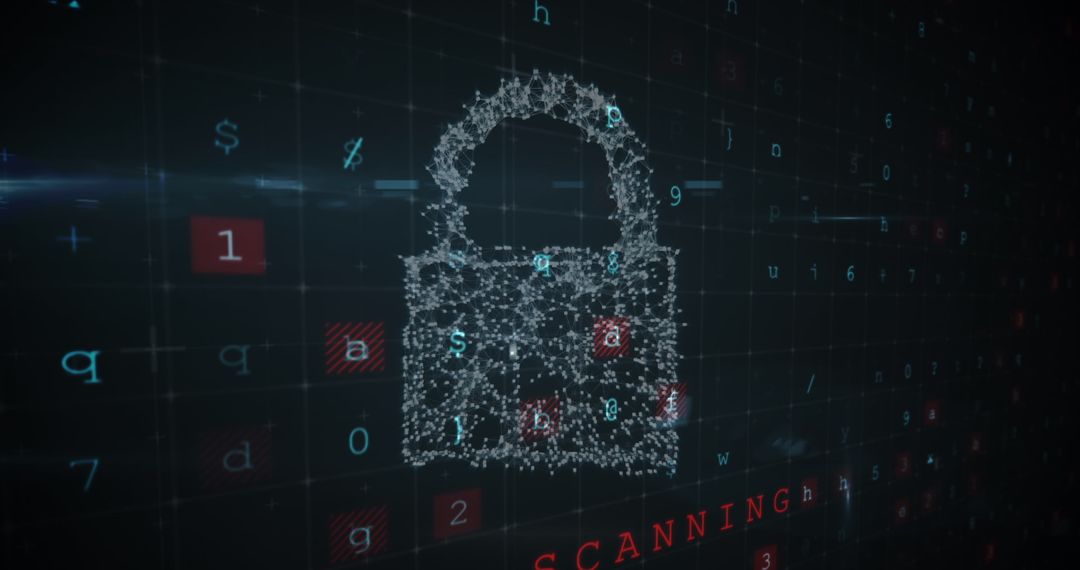 Digital Lock Icon with Particles Symbolizing Cybersecurity