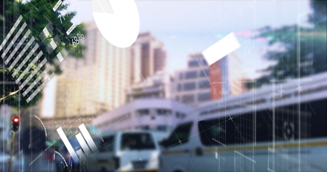 Futuristic Digital Data Overlay on Busy Urban Cityscape