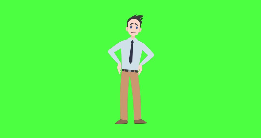 Animated Character Gesturing on Vibrant Green Background