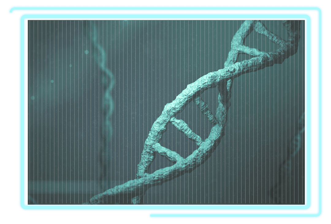 Turquoise DNA Double Helix on Transparent Background