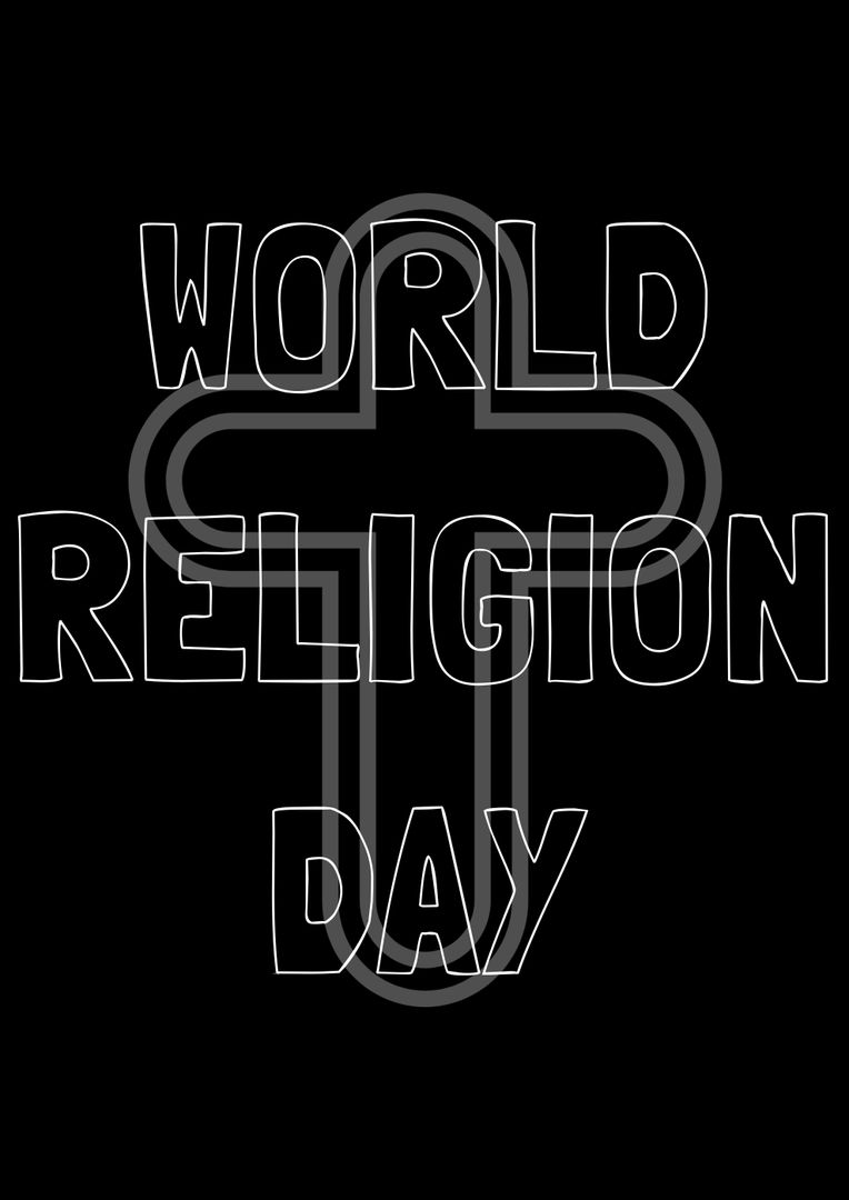 World religion day text with cross over black background - Free Images, Stock Photos and Pictures on Pikwizard.com