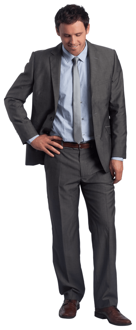 Transparent Confident Businessman Smiling in Formal Attire