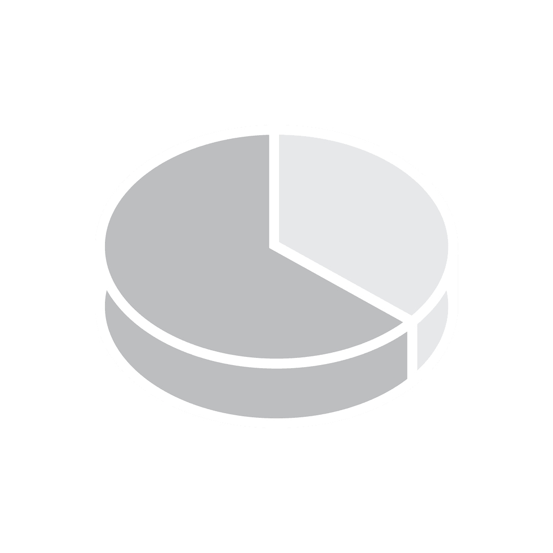 2D Grey Pie Chart Illustration on Transparent Background