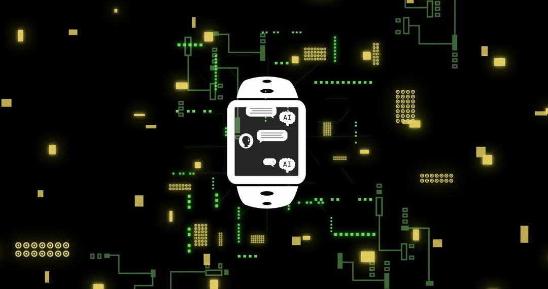 Smart Glasses Interface with AI Data Visuals and Circuit Board