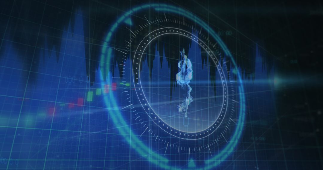 Digital Data Interface with Abstract Blue Background