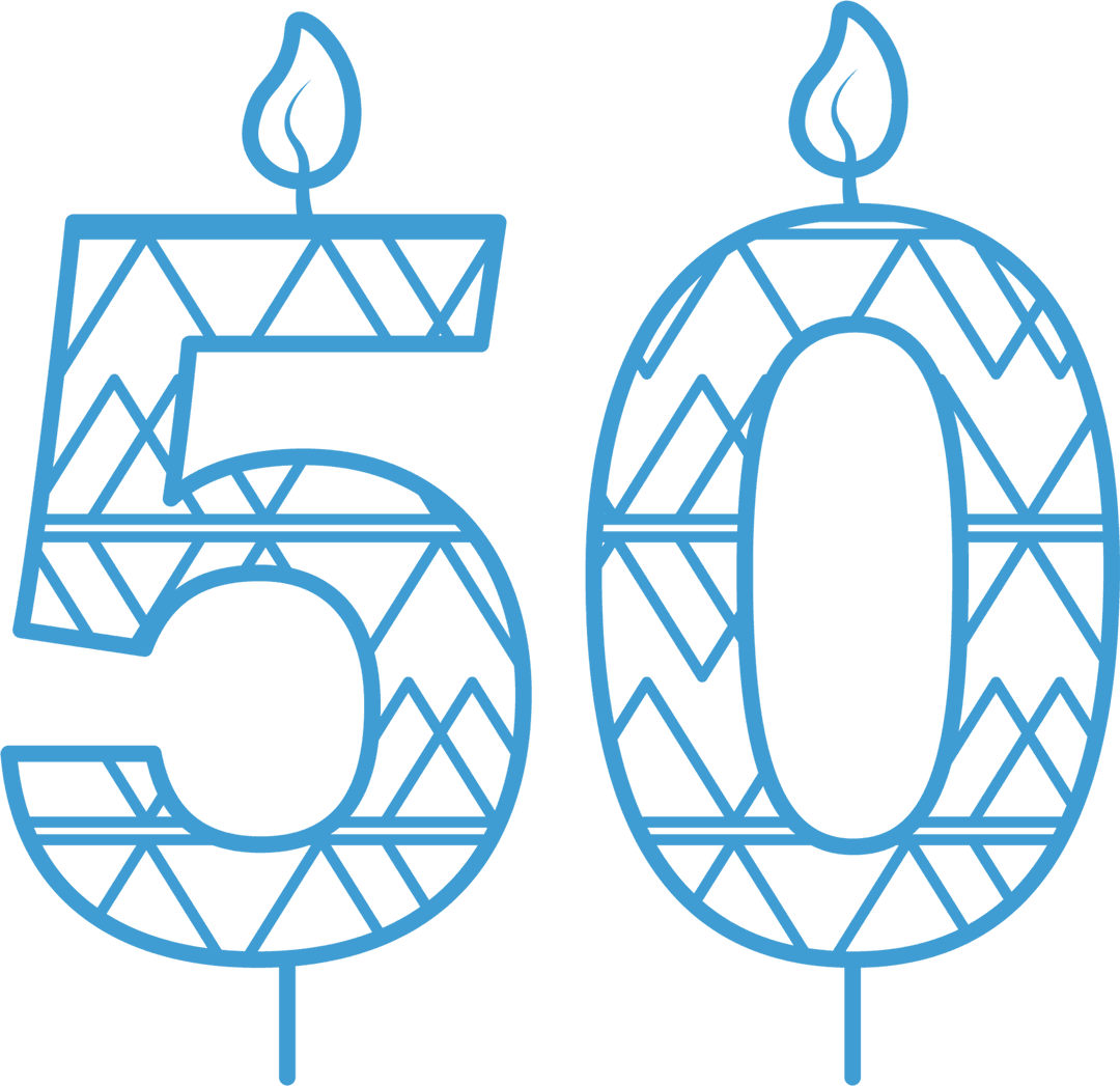 Blue Patterned 50 Birthday Candle Transparent Design