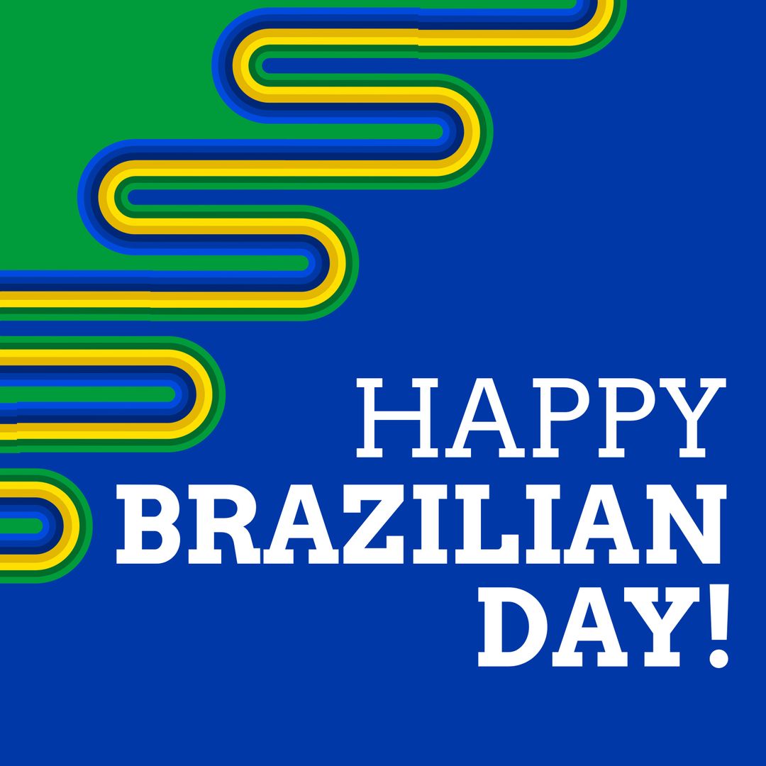 Happy Brazilian Day Graphic with Abstract Yellow Streaks