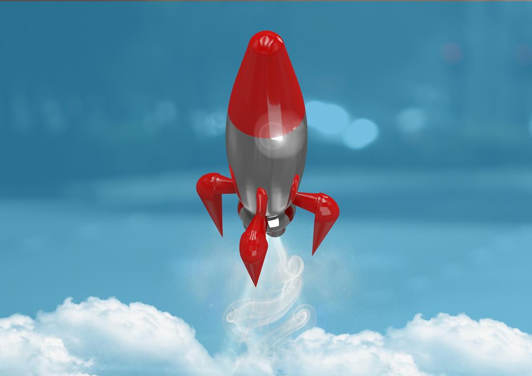 3D Rocket flying against blue background - Free Images, Stock Photos and Pictures on Pikwizard.com