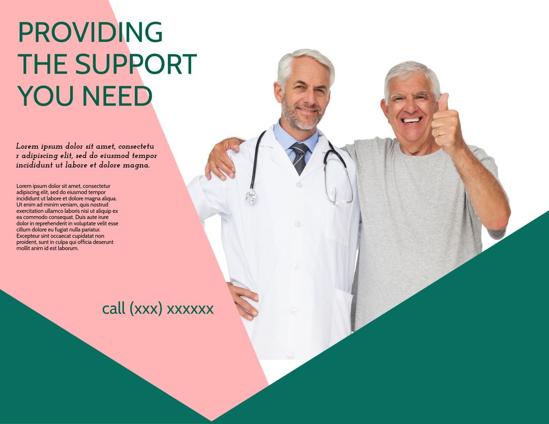 Smiling Doctor with Happy Patient Promoting Healthcare Services