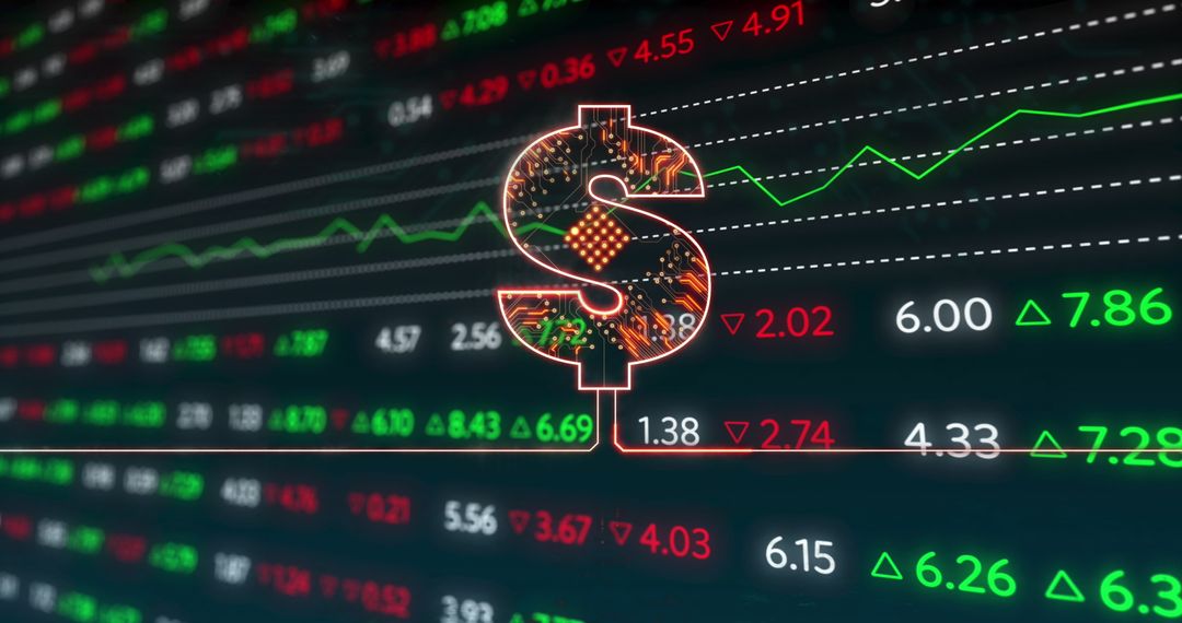 Dollar Sign Superimposed on Stock Market Data