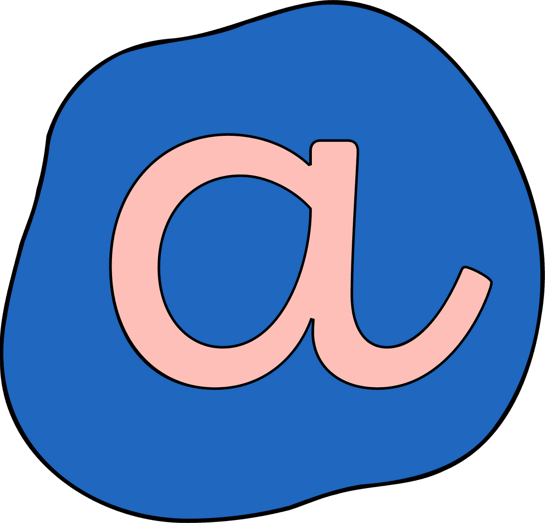Stylized Alpha Letter on Blue Blob with Transparent Background