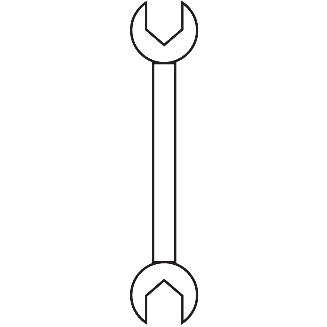Outline of Spanner on Transparent Background Simple Digital Illustration