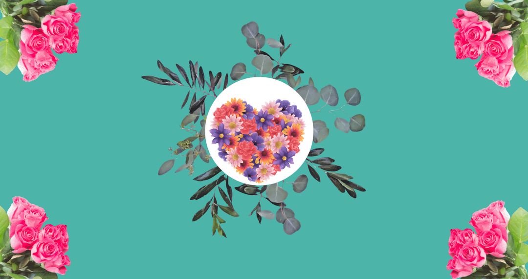 Mesmerizing Floral Heart Motion on Teal Background