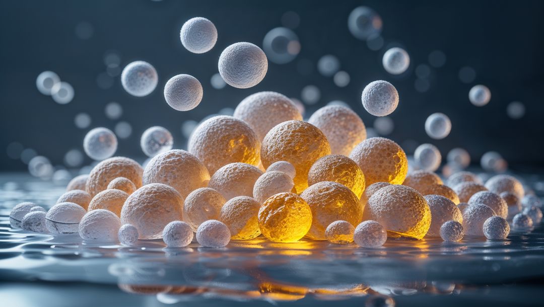 Futuristic Glowing Spheres in Reflective Space