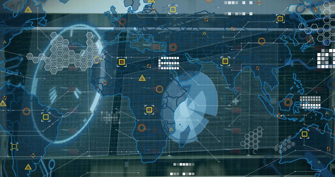 Digital Interface with World Map and Data Visualization - Free Images, Stock Photos and Pictures on Pikwizard.com