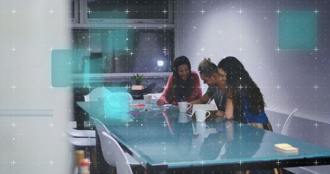 Digital Collaboration: Diverse Team in High-Tech Office