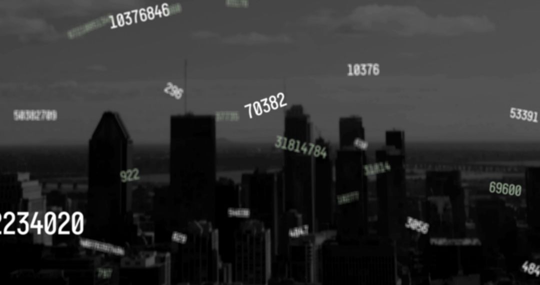 Dynamic Falling Numbers Over Modern Cityscape Skyline