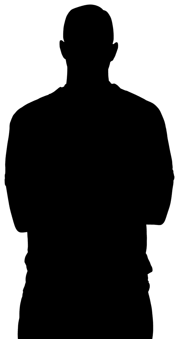 Confident Silhouette of Man Arms Crossed on Transparent Background