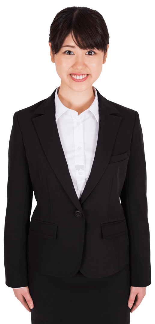 Smiling Asian Businesswoman in Professional Attire on Transparent Background