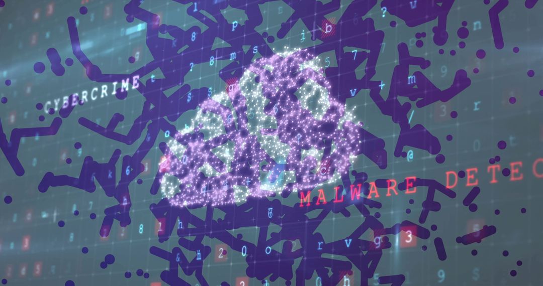 Cybersecurity Concept with Network Data Visualization and Malware Detection