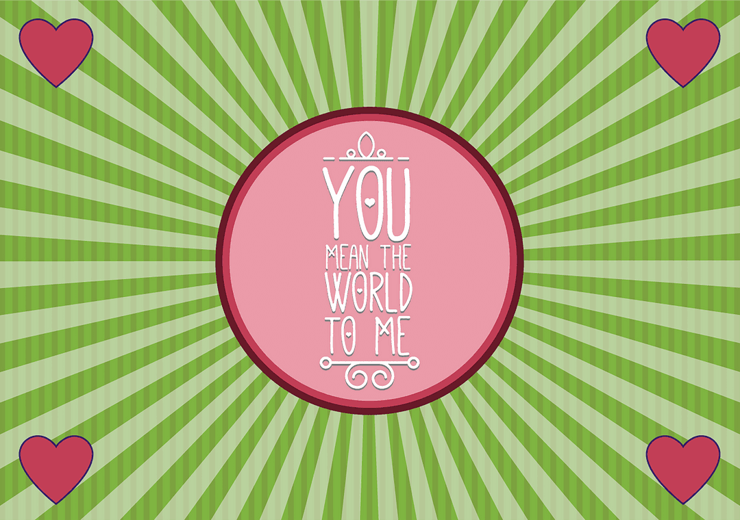 Romantic Quote with Hearts Featuring Transparent Green Background