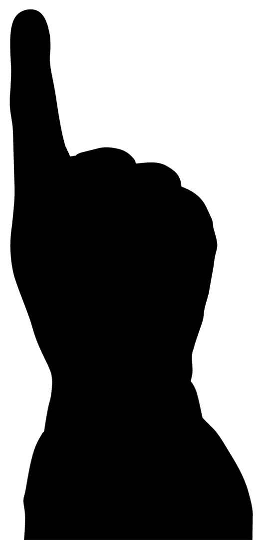 Silhouette of Hand Pointing on Transparent Background