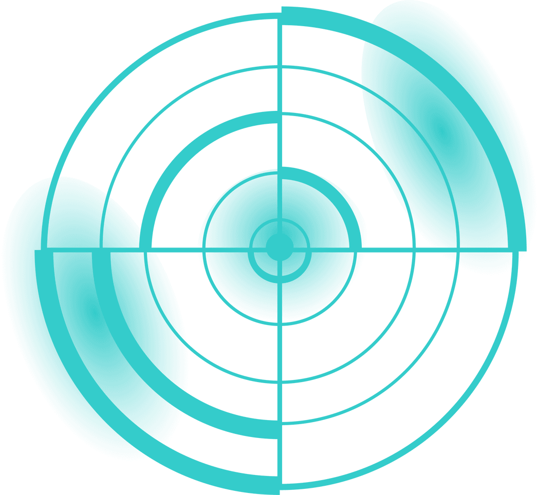 Transparent Turquoise Radar Interface Graphic with Blips