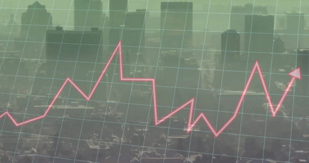 Financial Growth Data Overlay on Urban Skyline