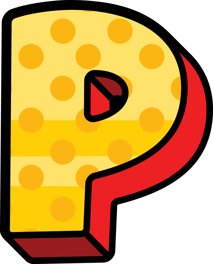 Vibrant P Letter Design with Transparent Background