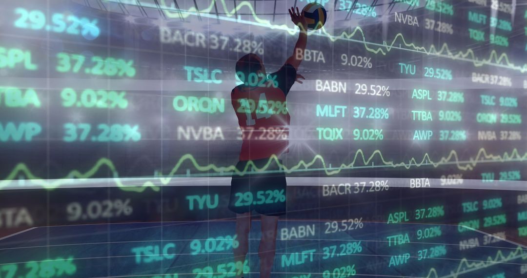 Volleyball Player Surrounded by Global Data Visualization