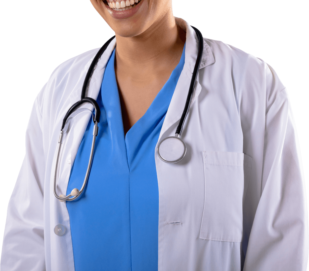 Smiling Transparent African American Doctor with Stethoscope