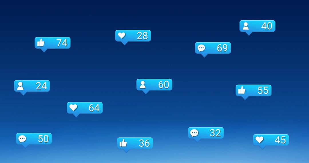 Social Media Interaction Icons Against Blue Backdrop