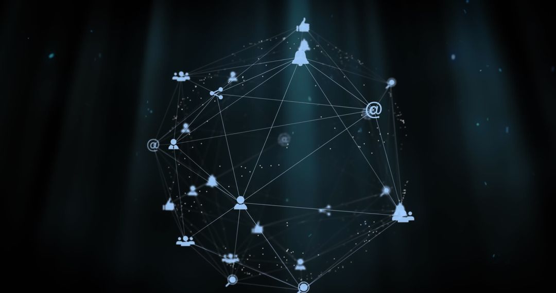 Digital Networking Icons on Abstract Blue Background