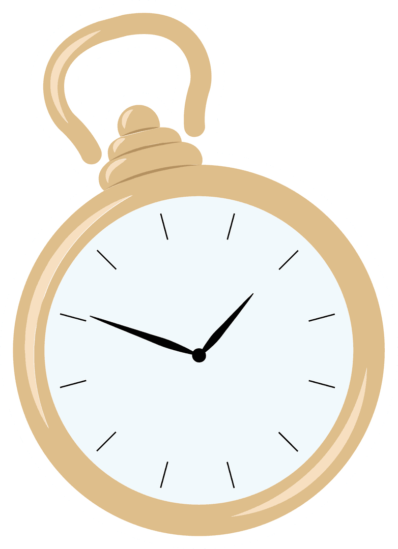 Elegant Gold and White Watch Illustration on Transparent Background