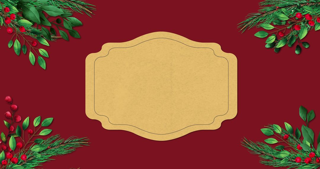 Christmas Card Background with Branches and Blank Label