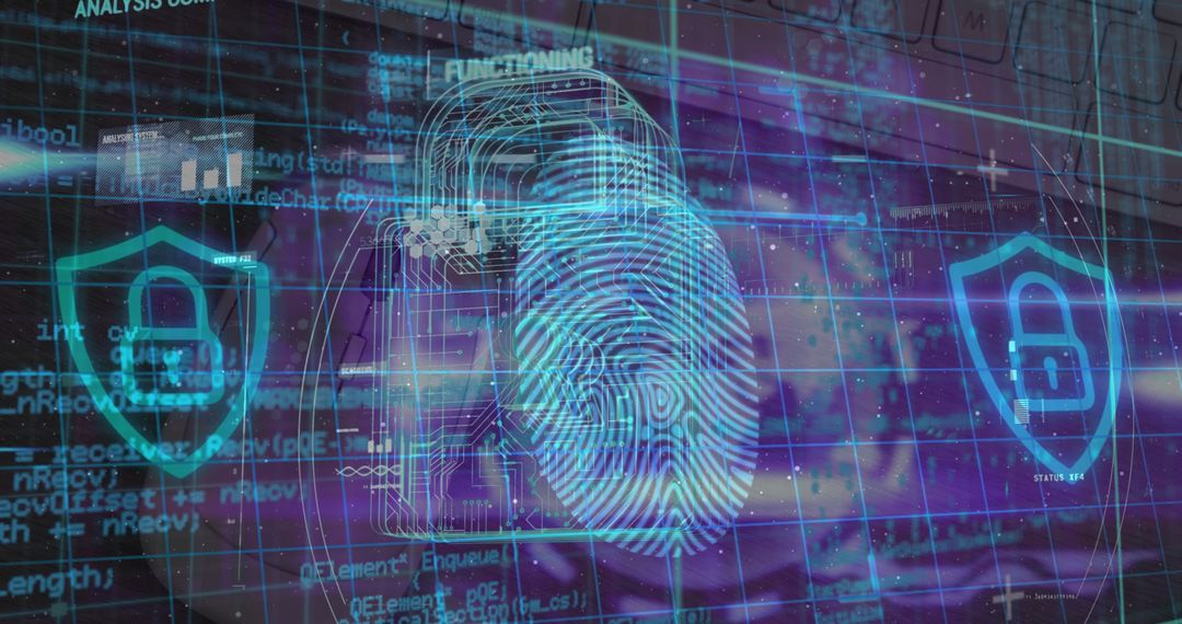 Digital Security Fingerprint and Lock Symbols